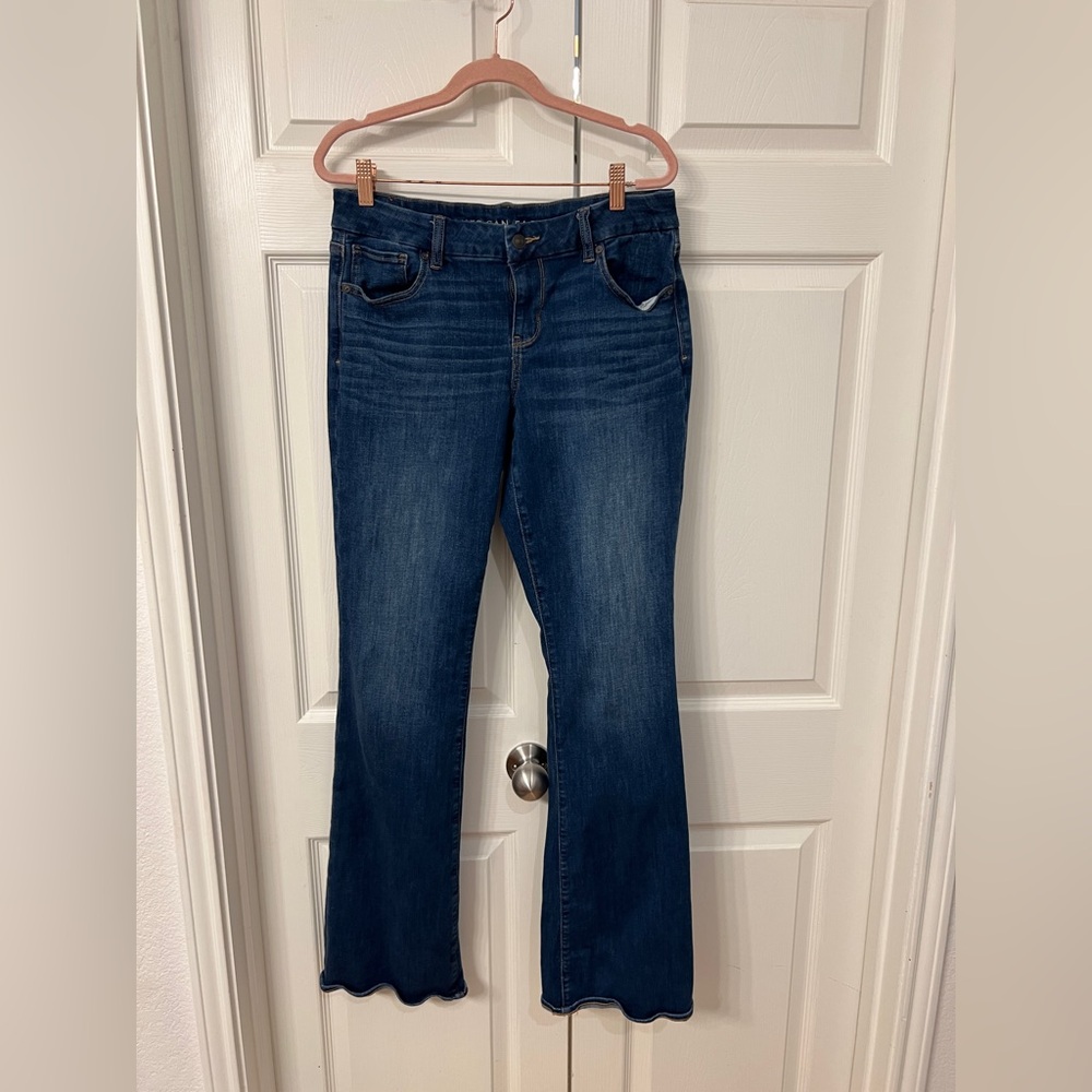 American Eagle Outfitters Dark Blue Kick Boot Jeans